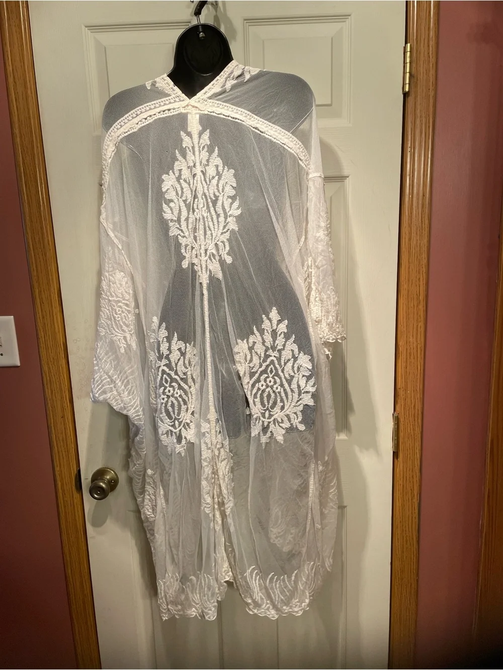 Sheer White Lace Kimono Cover-Up - Elegant Home Accent